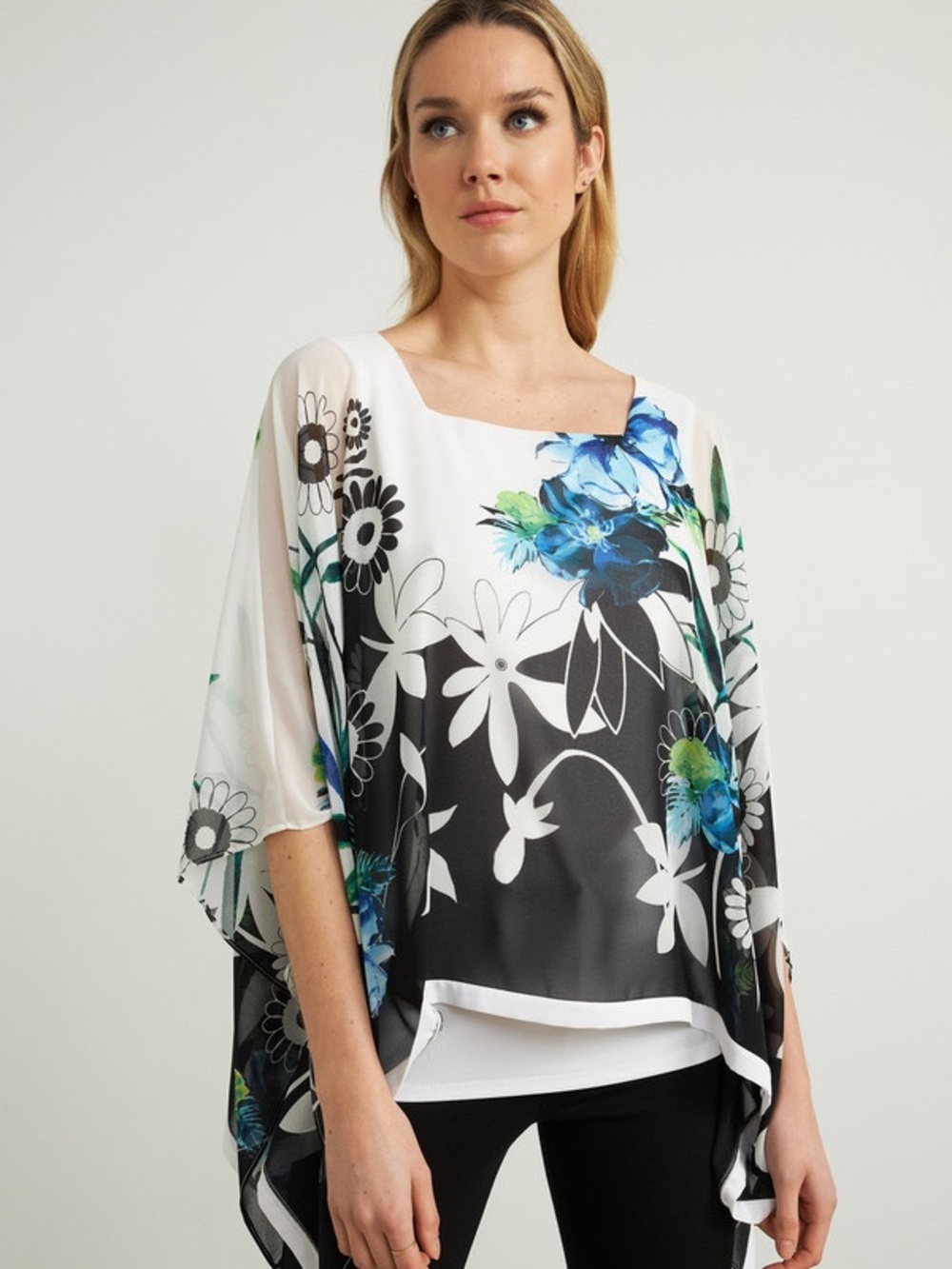 Joseph Ribkoff White Floral Tunic Size 8